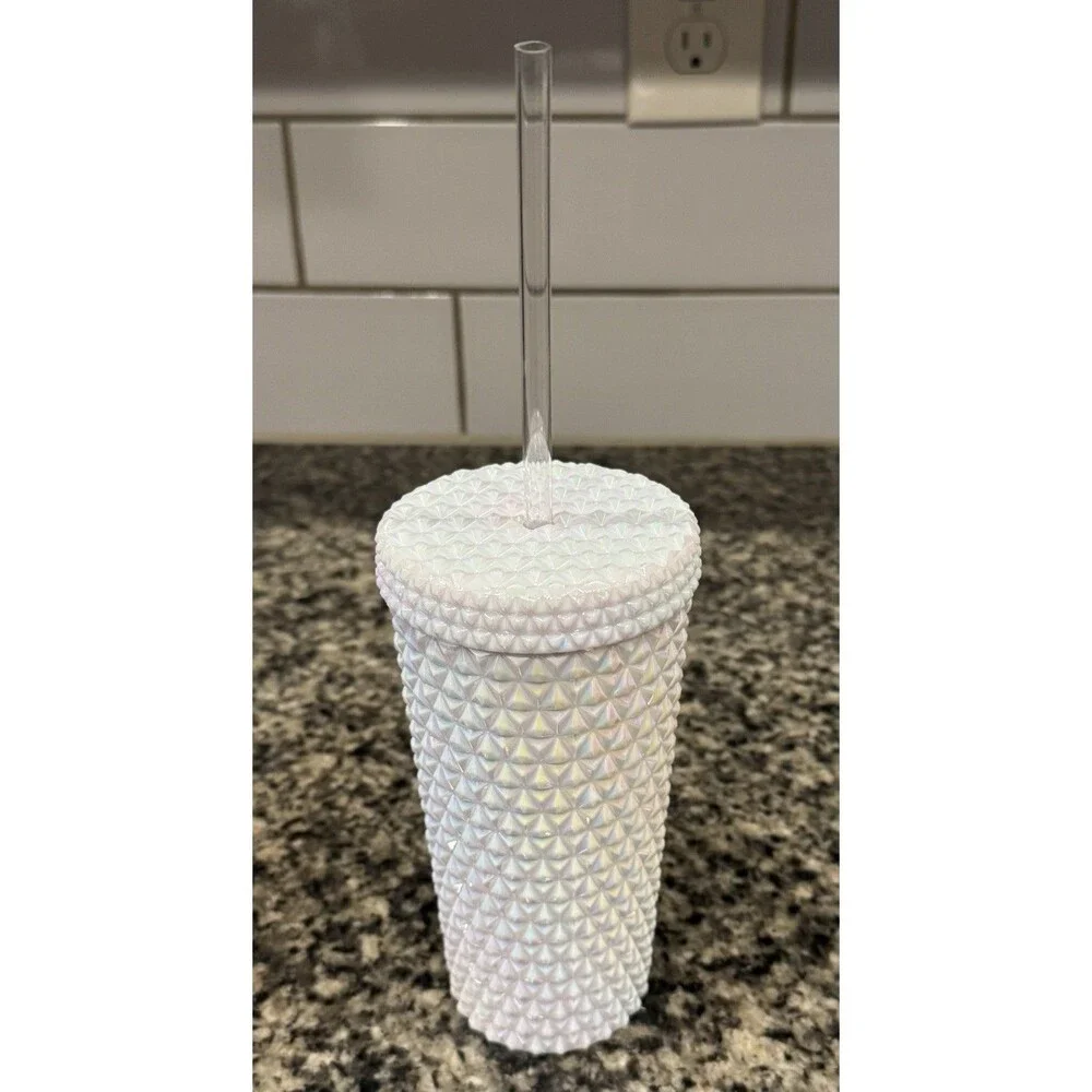 Your Zone 16oz Acrylic Iridescent Tumbler w/ Lid/Straw, hobnail-style texturing